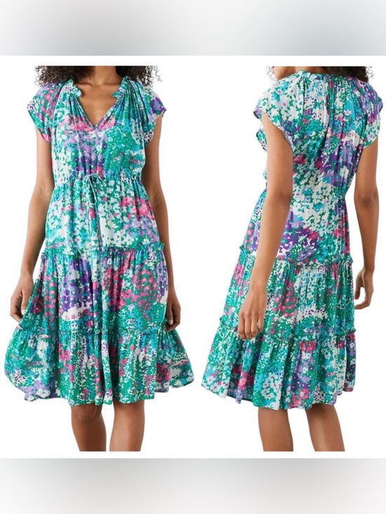 Rails Dresses & Skirts - Rails Womens Juni Midi Dress Gardenia Multi Color Tiered Midi Dress Size Large